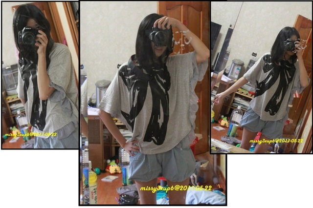 ２０１１.０６.０１夏天新買花花裙加新的連身鏡