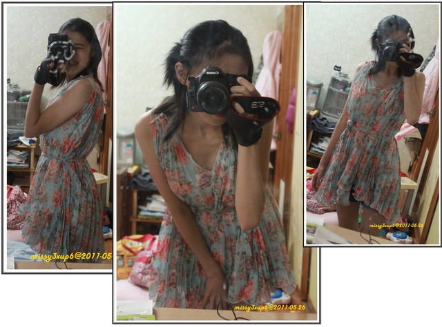 ２０１１.０６.０１夏天新買花花裙加新的連身鏡