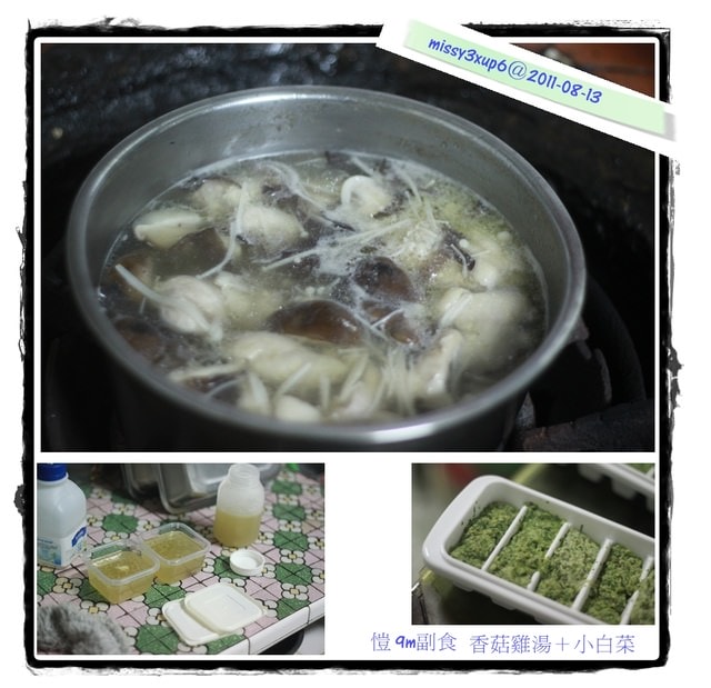 2011.08.13 9m愷兒副食之香菇雞湯加小白菜 - 第4張圖 2011.08.13 9m愷兒副食之香菇雞湯加小白菜