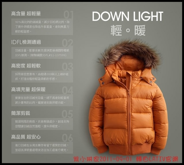 ２０１１.０９.０１　早早先買Lativ超輕量羽絨外套-童–筆者已經不再推薦LATIV