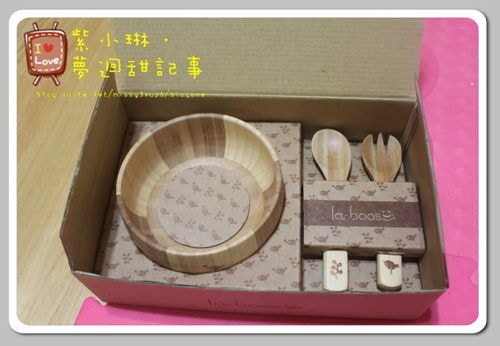 試用la-boos竹製餐具，和風花鳥兒童餐具組