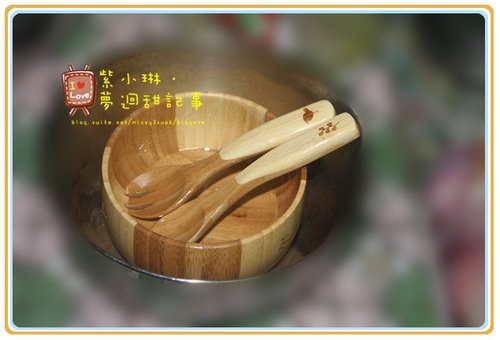 試用la-boos竹製餐具，和風花鳥兒童餐具組